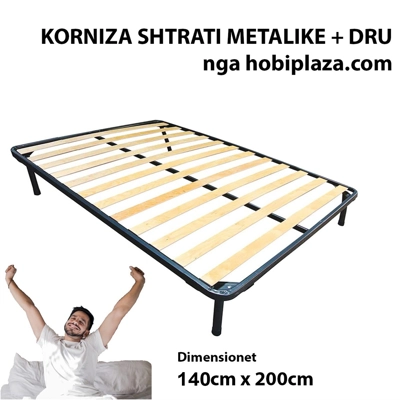 Kornizë Rrjetë Shtrati 140x200 cm – Strukture rrjetë Druri Ortopedike, – Ngjyrë e Zezë