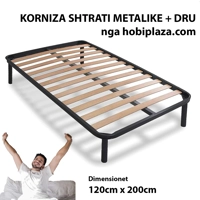 Kornizë Rrjetë Shtrati 120x200 cm – Strukture rrjetë Druri Ortopedike, – Ngjyrë e Zezë