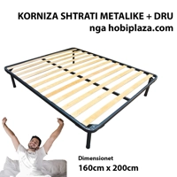 Kornizë Rrjetë Shtrati 160x200 cm – Strukture rrjetë Druri Ortopedike, – Ngjyrë e Zezë