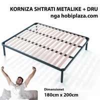 Kornizë Rrjetë Shtrati 180x200 cm – Strukture rrjetë Druri Ortopedike, – Ngjyrë e Zezë