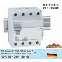 Ndërprerës FID Legrand TX3 40/0,03A, 4-polësh  411765