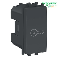 Ndërprerës modular për hapjen e portës 1-modul-me rikthim dhe simbol çelësi-i zi-Easy Styl-Schneider