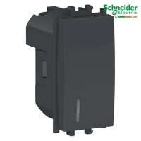 Ndërprerës modular i thjeshte 1-polar, 1-drejtimësh, me dritë LED - 1 modul, i zi (Easy Styl-Schneid