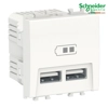 Easy Styl-Schneider, Prizë modulare e dyfishtë për karikim USB 2.0, 2 module, e bardhë