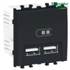 Easy Styl-Schneider, Prizë modulare e dyfishtë për karikim USB 2.0, 2 module, e zezë
