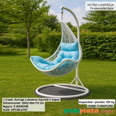 Karrige luhatese gjysme e hapur me strukture Rattan te bardhe dhe dizajn modern