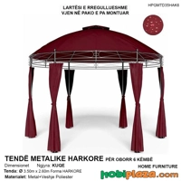 Tende metalike harkore e rrumbullaket per oborr – elegance festive, ngjyre e kuqe, Ø3.5m