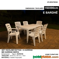 Set tavoline rattan me 6 karrige Derya – ngjyrë e bardhë