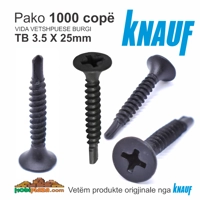 KNAUF TB25 3,5X25mm  Vidë Vetshpuese Kokë Burgi e zezë - 1000 cp, Çmimi për Kuti