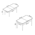 Tavolinë Buke Teksturë Druri (170/132x78x80cm) e zgjatshme, këmbë metalike (Vetem tavolina)