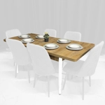 Tavolinë Buke Teksturë Druri (170/132x78x80cm) e zgjatshme, këmbë metalike (Vetem tavolina)