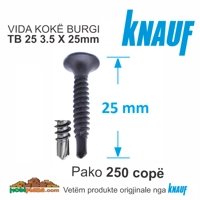 KNAUF TB25 3,5X25mm  Vidë Vetshpuese Kokë Burgi e zezë - 250 cp, Çmimi për Kuti