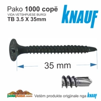 KNAUF TB35 3,5X35mm  Vidë Vetshpuese Kokë Burgi e zezë - 1000 cp, Çmimi për Kuti