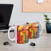 3D  Effect vibrant colour Paint splash Splater 11oz coffee mug