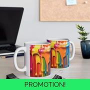 3D  Effect vibrant colour Paint splash Splater 11oz coffee mug