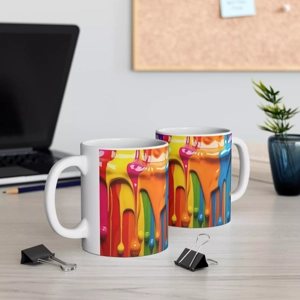 3D  Effect vibrant colour Paint splash Splater 11oz coffee mug