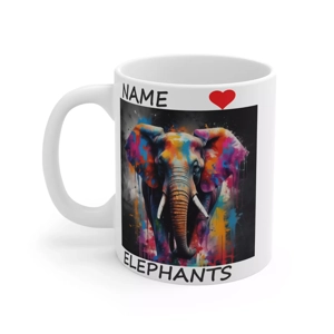 Splash some color into your morning routine with this vibrant and personalized elephant print mug. P