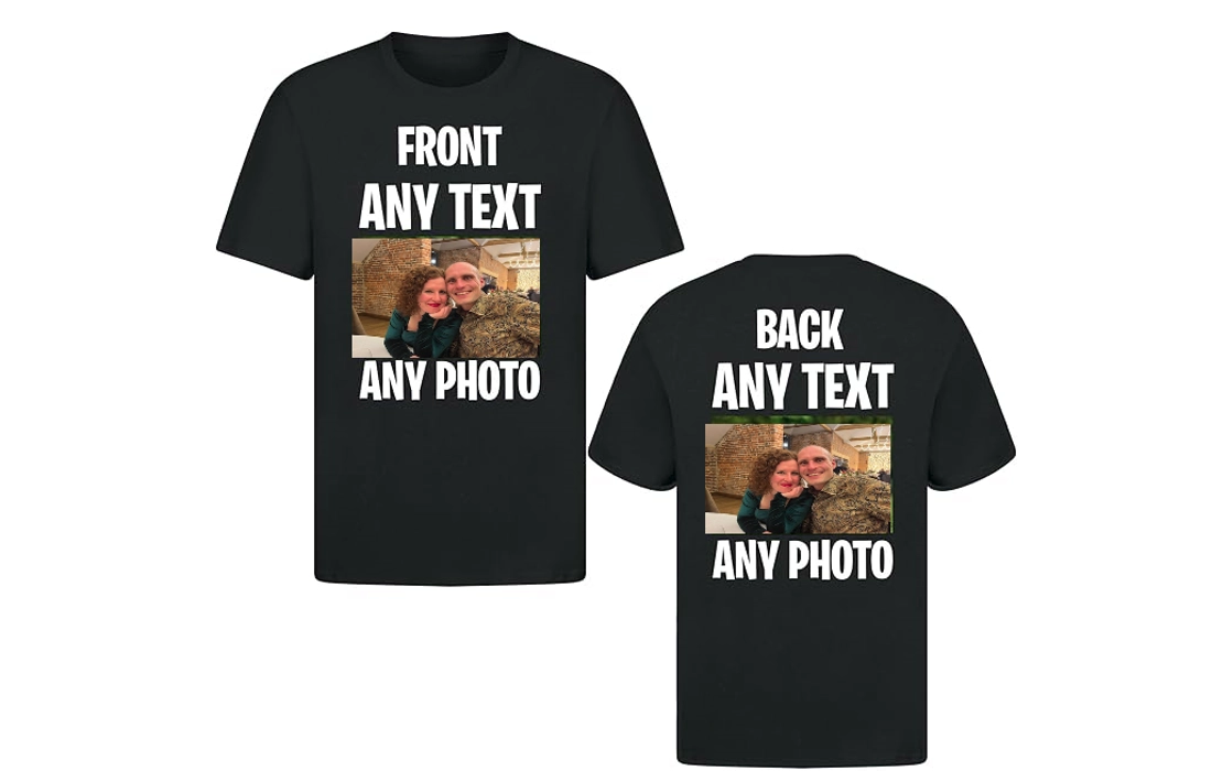 Personalised t shirt ANY TEXT ANY PICTURE