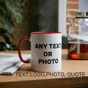 Customizable Two-Tone Coffee Mug, Personalised Gift, Add Your Own Text/Photo,