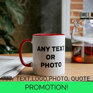 Customizable Two-Tone Coffee Mug, Personalised Gift, Add Your Own Text/Photo,