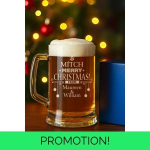 Engraved Tankard Beer Mug with Merry Christmas Design