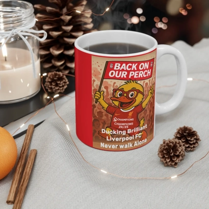Liverpool FC Champions 24/25 Mug with  a Ducking Brilliant Design – The Perfect  Gift for Sports Fans