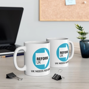 UK needs Reform uk
 11oz ceramic coffee mug with reform logo