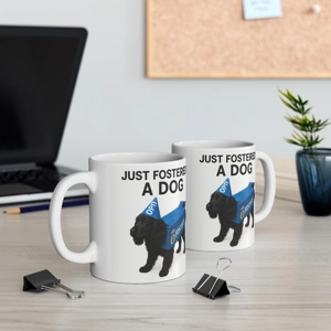 This funny mug features a cocker spaniel dressed in Fosters Beer packaging