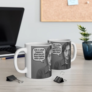 This ceramic mug features a quote from John Lennon that reminds you to cherish the present moment. Life is what happens when you are busy making other plans