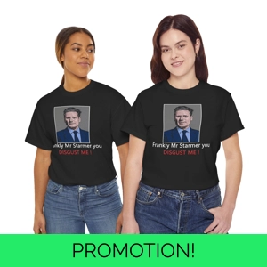 Frankly Mr Starmer you Disgust Me T-Shirt features a political rude novelty design