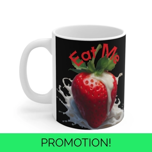 “Strawberry & Cream Splash, Mug with Eat Me Quote – Funny ..