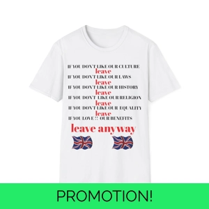 T-Shirt featuring provocative-protest- text integrate uk b..