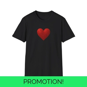 Large Heart Vibrant Glitter Design Unisex T Shirt