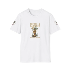 Guerrilla Gardener T-Shirt – Urban Gardening Fist Graphic | Plant Rebel Reclaim Eco Activism Tee | UK Guerrilla Gardening Shirt White
