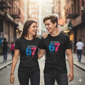 Teenage boy and girl together in a street wearing black  