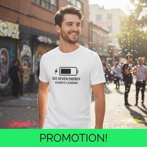 Six Seven Energy Always Loading T-Shirt | 67% Charged Meme Tee | Minimal Tech Streetwear