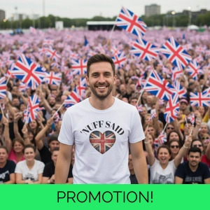 'NUFF SAID T-Shirt with Distressed Union Jack Heart Unite the kingdom