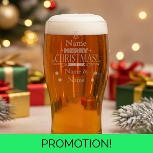 Gift Boxed Engraved Tulip Pint Glass with Merry Christmas ..