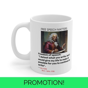 Voltaire Quotation Free Speech matters 11oz coffee mug