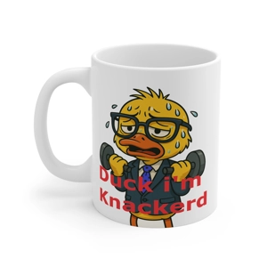 Duck i'm Knackered Funny Workout Mug, Gift for Gym Lovers, Duck Design, Fitness Duck, Office Humor,