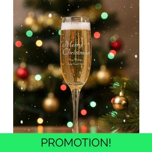 Personalised Engraved Merry Christmas Champagne Flute, Gift Boxed