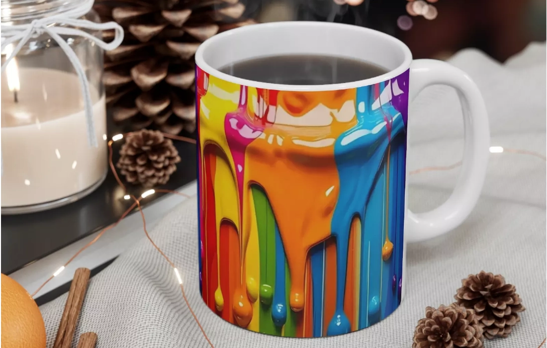PAINT DRIP COFFFEE MUG VIVID COLOUR