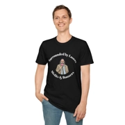 Man wearing black Jackson lamb t shirt Bring some delightfully chaotic MI5 energy to your wardrobe with our Slow Horses Jackson Lamb T-Shirt, featuring a cartoon-style illustration of Jackson Lamb casually eating ice cream