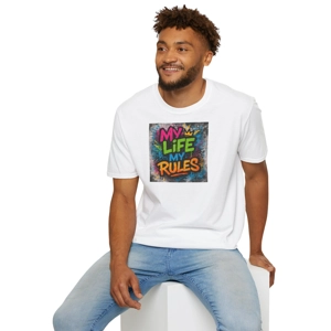 MY LIFE MY RULES Graffiti T-Shirt – Bold Street Art Tee in Vivid Colours