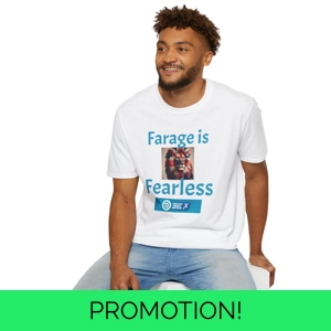 Farage is Fearless Lion Unisex Softstyle Tee - Vote Reform..