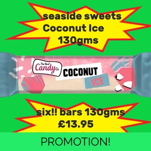 The Real Candy Co. Coconut Ice Bar 130g Seaside Sweets 6 x..