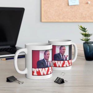 Personalise political novelty mug, gift, starmer is a liar rude, twat liarbour
