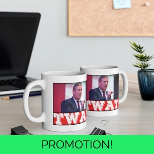 Personalise political novelty mug, gift, starmer is a liar rude, twat liarbour