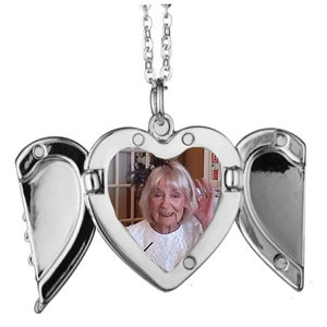 Stunning Angel Wings Memorial Photo Necklace