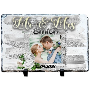 Beautiful Personalised Wedding Date Photo Rock Slate